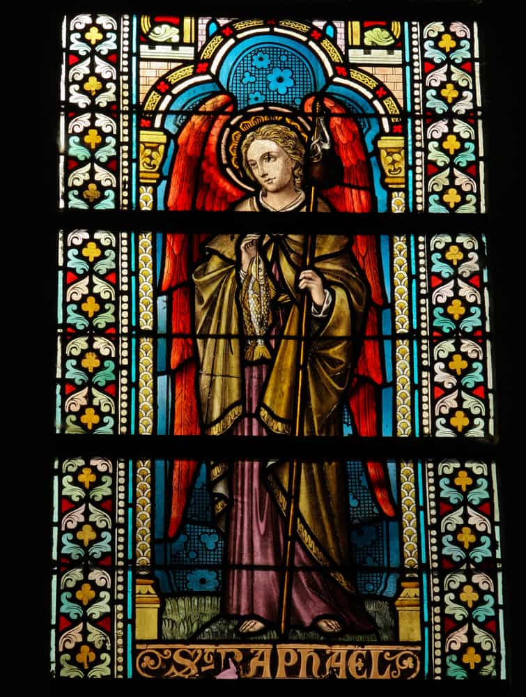 Archangel Raphael stained glass window